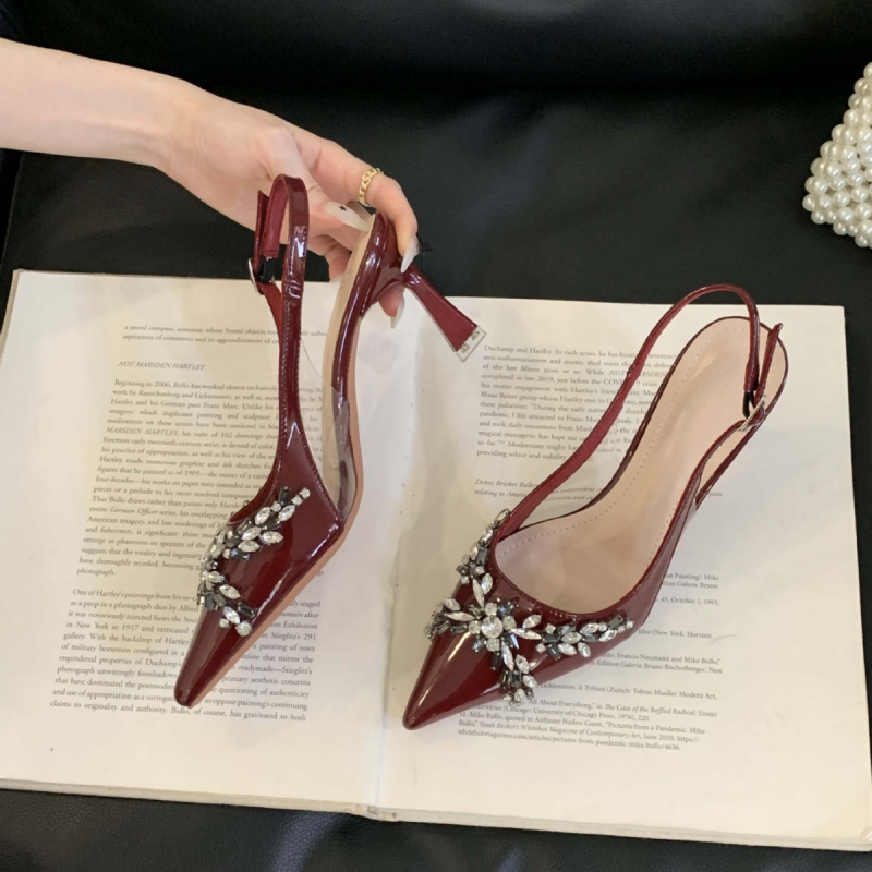 Beifuni visoke pete s Rhinestone kristalima, oštar nos, tanak pet, 6–8 cm, svakodnevne ženske cipele
