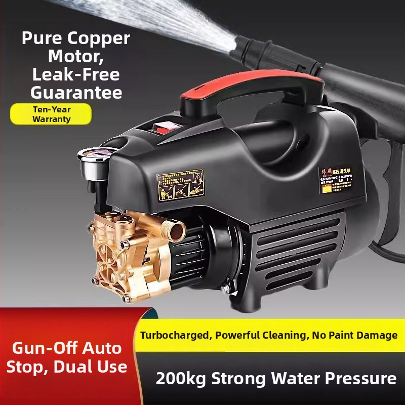Prenosný vysokotlaký čistič auta, bezkartáčový motor, čistá meď, 220V, až 10 MPa, vstupný výkon ≤10 kW