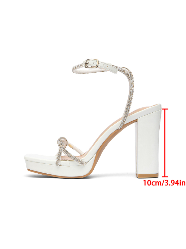Ženske modne sandale s PU gornjim dijelom, gumeni đon, kvadratni vrh, 6–8 cm debeli potpetica, korejski stil
