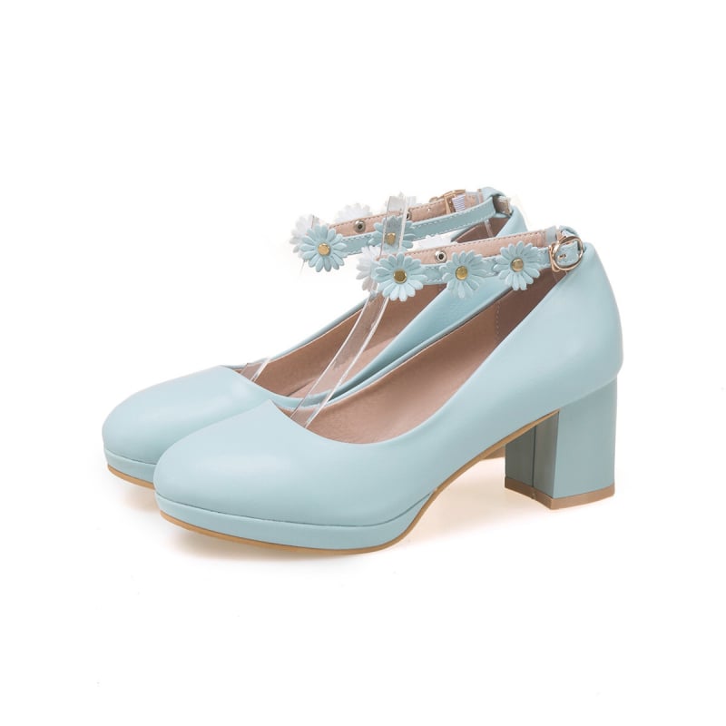 Pantofi cu toc înalt — vârf rotund, suprafață din PU, toc mediu 3–5 cm, toc gros, talpă din viscose