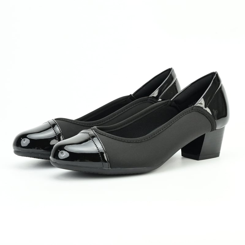 Ženske cipele na klinu - kožni gornji dio, okrugla prst, debeli srednji peta 3-6 cm, gumeni đon