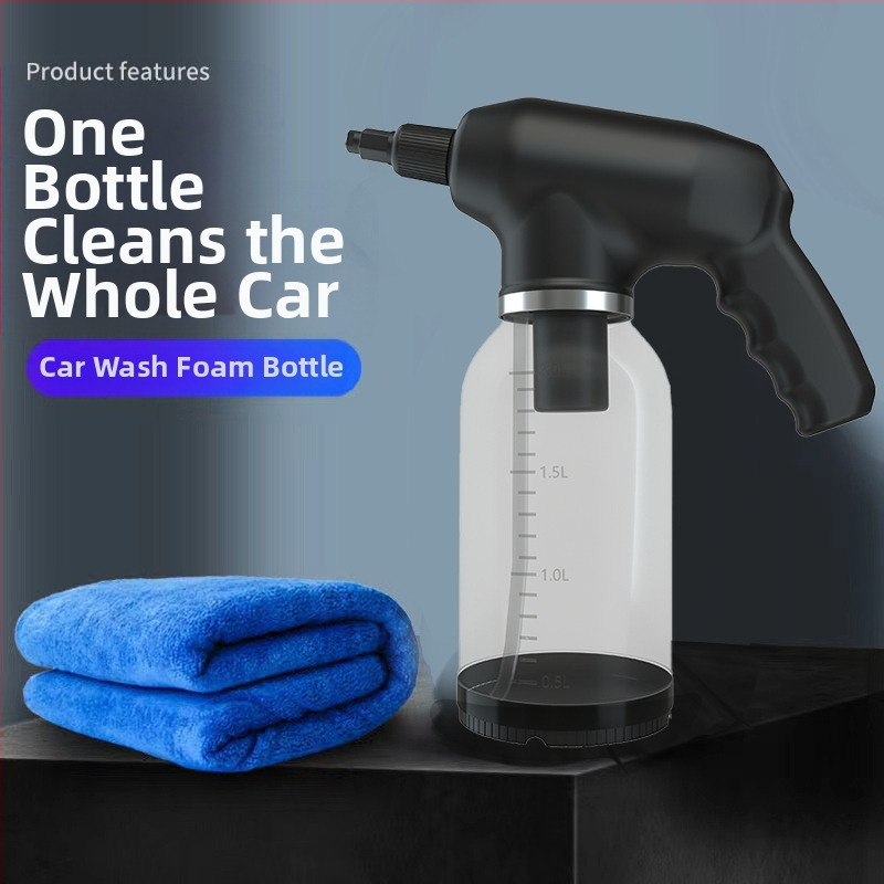 Elektrická pena fľaša na umývanie auta, prenosná bezdrôtová, 12V 18W, objem 2000 ml, hmotnosť 600 g, materiál PC+ABS