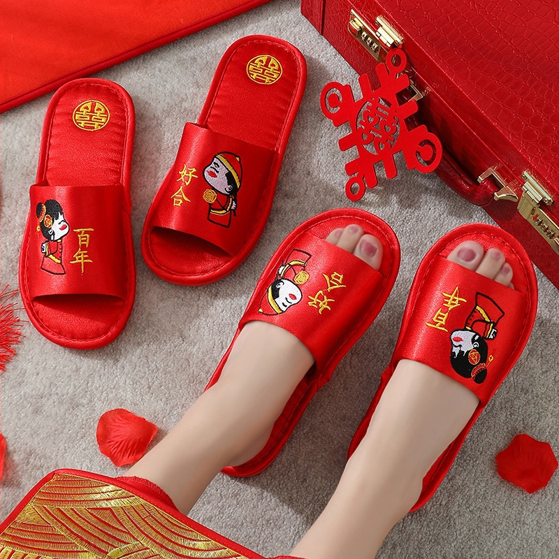 Pár svadobných papučí do interiéru – Fly-Toe, vršok z hodvábu, podrážka PVC, protišmykové, teplé, všetky ročné obdobia