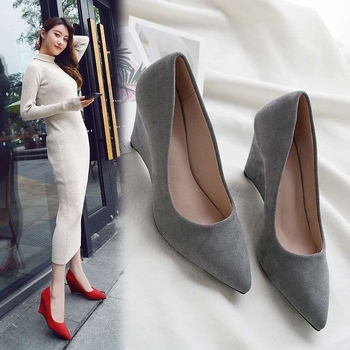 Женски Mary Jane обувки: заострен нос, горна част от изкуствен плюш, ток над 8 см, стил секси, гумена подметка.