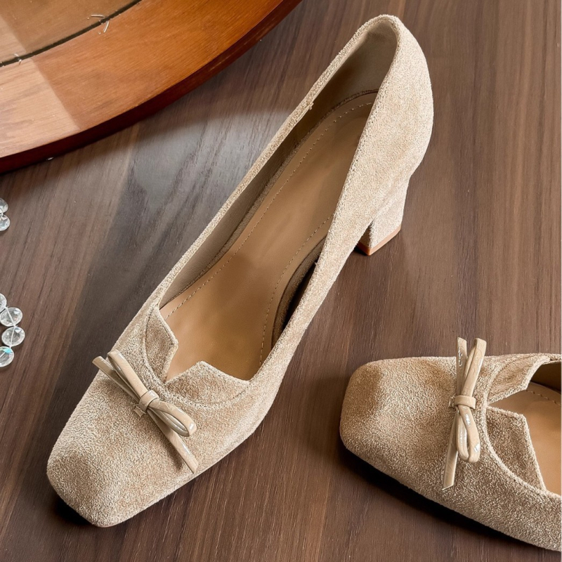 Ženske Mary Jane cipele, kvadratni nos, 6–8 cm debeli pet, gornji dio: Super Fiber