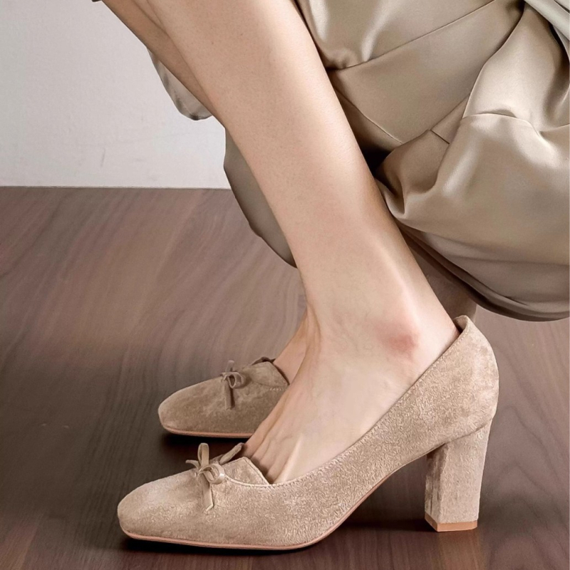 Ženske Mary Jane cipele, kvadratni nos, 6–8 cm debeli pet, gornji dio: Super Fiber