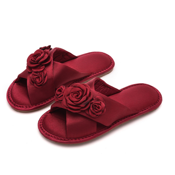 Унисекс сватбени пантофи за двойки, сатенено покритие, платнена горна част, TPR подметка, за всички сезони