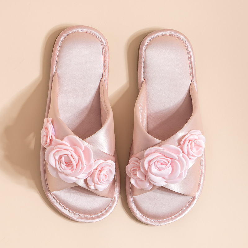 Унисекс сватбени пантофи за двойки, сатенено покритие, платнена горна част, TPR подметка, за всички сезони