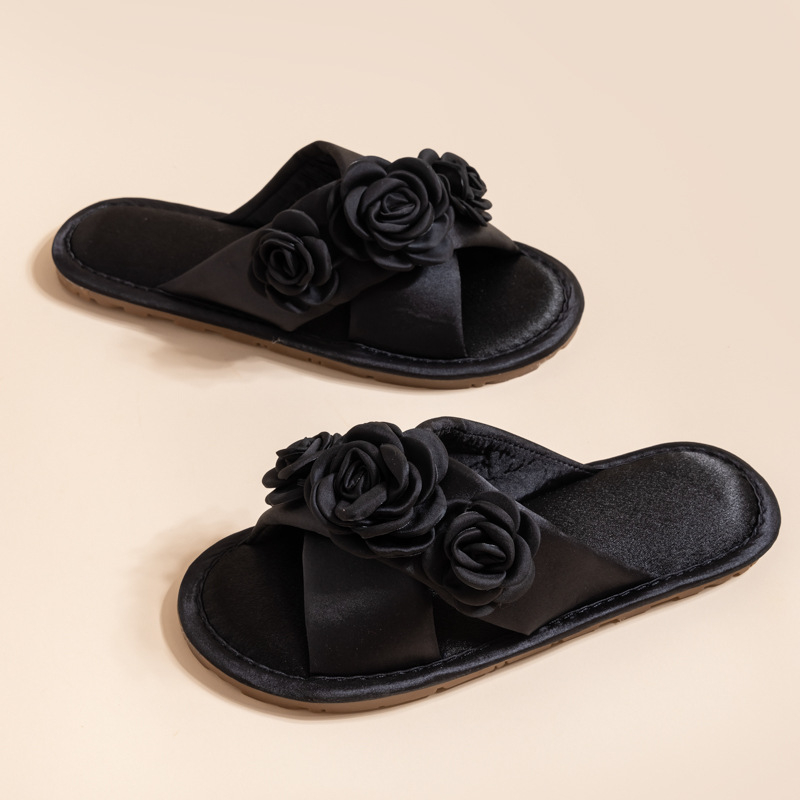 Унисекс сватбени пантофи за двойки, сатенено покритие, платнена горна част, TPR подметка, за всички сезони