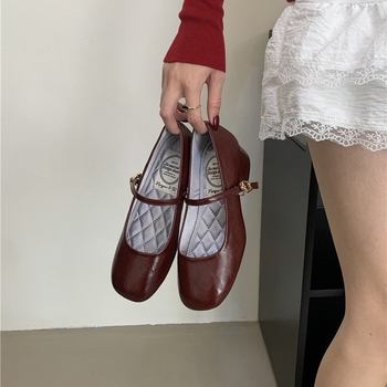 Korejskog stila Mary Jane cipele, debeo srednji pet 3–6 cm, kopča s remenom, zaobljen vrh, PU gornji materijal