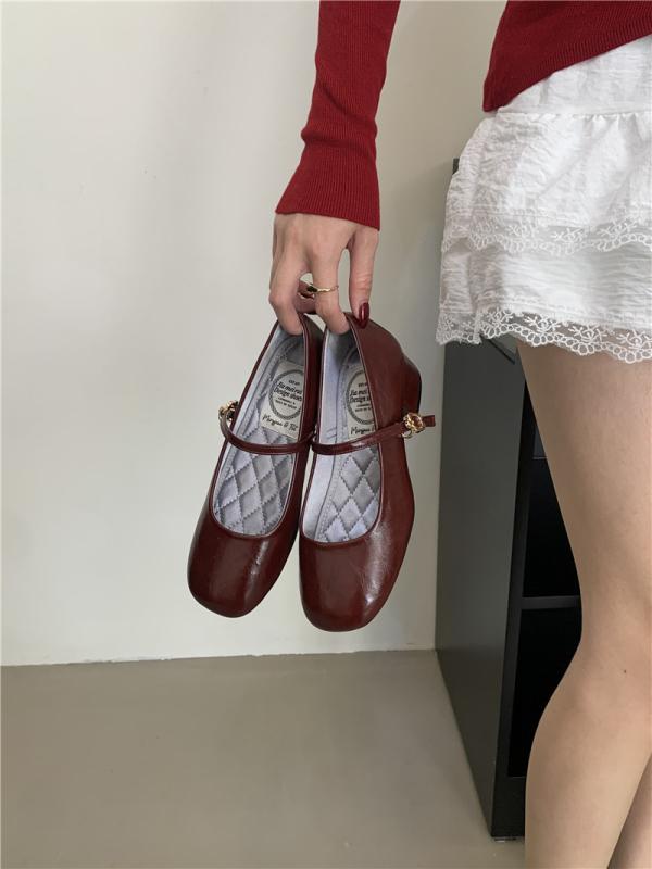 Korejskog stila Mary Jane cipele, debeo srednji pet 3–6 cm, kopča s remenom, zaobljen vrh, PU gornji materijal