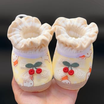 Χειμωνιάτικα βρεφικά sneakers με πάνω μέρος από βαμβάκι, fleece επένδυση και quilted σχεδίαση, στυλ πριγκίπισσας, με χαρακτήρα καρτούν, για 12–36 μήνες