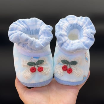 Χειμωνιάτικα βρεφικά sneakers με πάνω μέρος από βαμβάκι, fleece επένδυση και quilted σχεδίαση, στυλ πριγκίπισσας, με χαρακτήρα καρτούν, για 12–36 μήνες