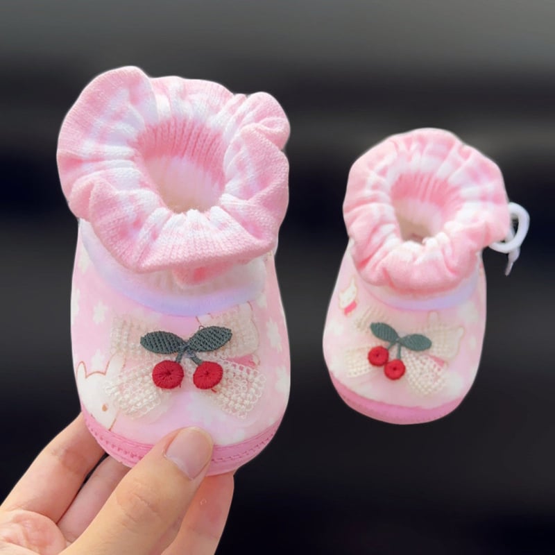 Χειμωνιάτικα βρεφικά sneakers με πάνω μέρος από βαμβάκι, fleece επένδυση και quilted σχεδίαση, στυλ πριγκίπισσας, με χαρακτήρα καρτούν, για 12–36 μήνες