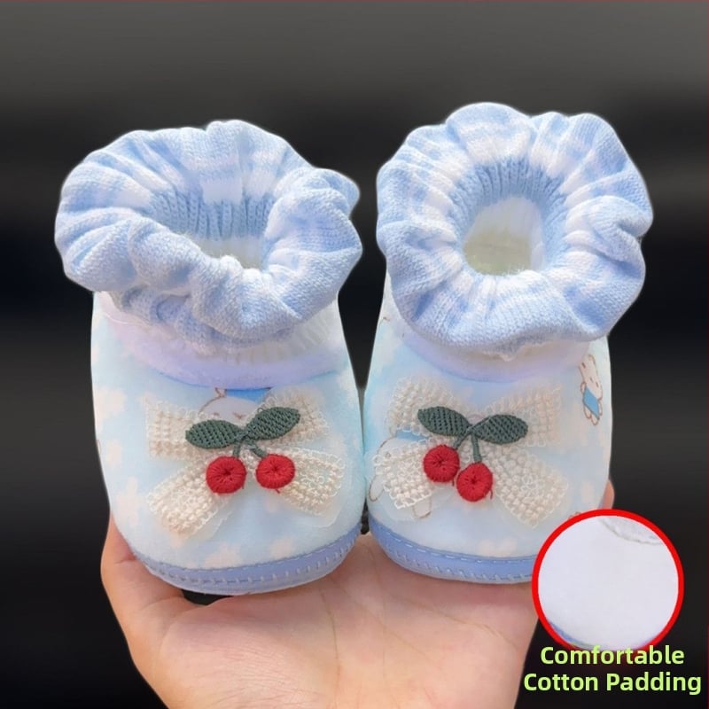 Χειμωνιάτικα βρεφικά sneakers με πάνω μέρος από βαμβάκι, fleece επένδυση και quilted σχεδίαση, στυλ πριγκίπισσας, με χαρακτήρα καρτούν, για 12–36 μήνες