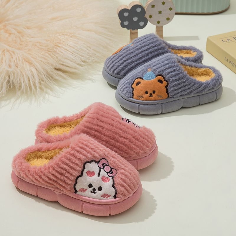 Dječje papuče za zimu – gornji dio od pamuka, PVC potplat, crtić dizajn, za uzrast 1–3 godine