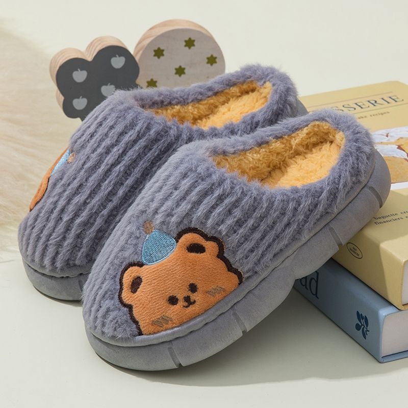 Dječje papuče za zimu – gornji dio od pamuka, PVC potplat, crtić dizajn, za uzrast 1–3 godine