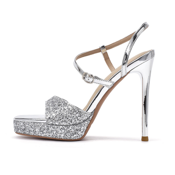 Sandale s jednim remenom, kvadratna špička, stiletto petu, gumena potplata, kopča – Model 1268-6