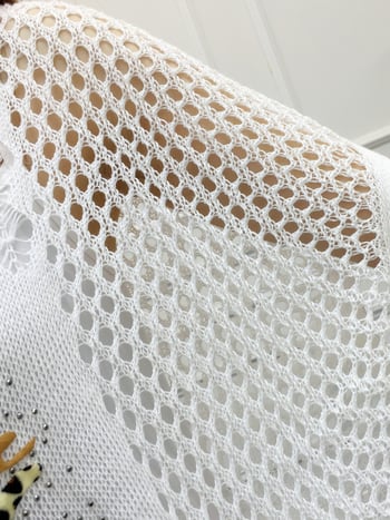 Πλεκτός πουλόβερ, λεπτή πλέξη, διάτρητος σχεδιασμός, μανίκια 3/4, στυλ πουλόβερ