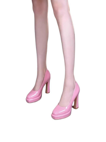 Ženske visoke pete s platformom - okrugli vrh, PU gornji dio, latex ulošak, platforma, debeli pet 6-8 cm