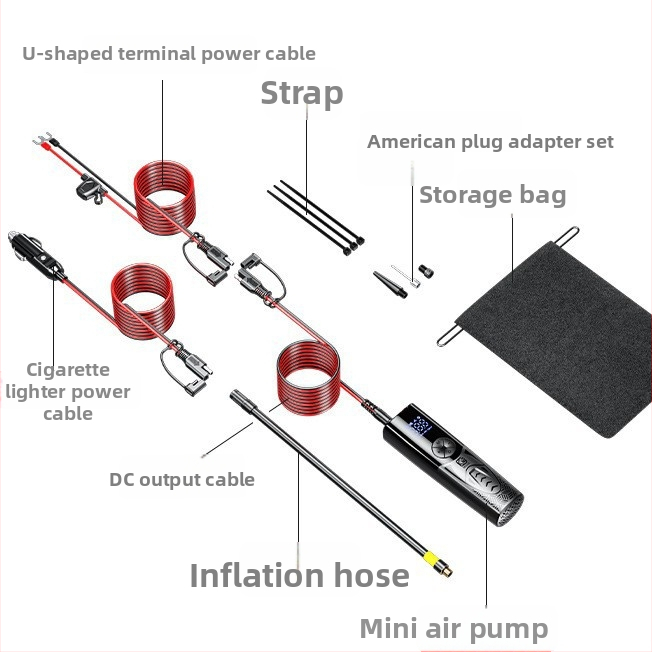 MP-1 pumpa za zrak za automobile i motocikle s digitalnim zaslonom i nadzorom tlaka, 7.4V, 120W