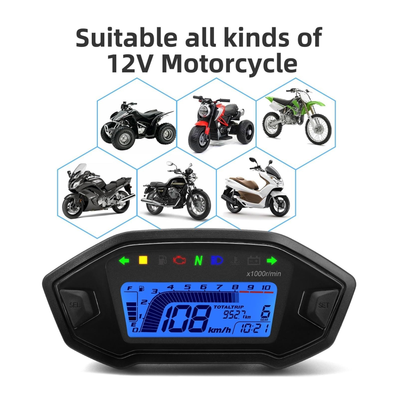 SRX Little Monkey M3 — Универсален държател за прибори на мотоциклет, регулируем, за сензор за скорост, стандартно напрежение, стандартна мощност