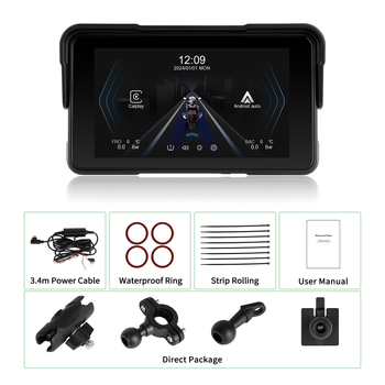 Οθόνη μοτοσικλέτας με CarPlay και TPMS, με βάση γρήγορης απελευθέρωσης και οριζόντια διάταξη, παγκόσμια συμβατότητα, Fox hunter 502