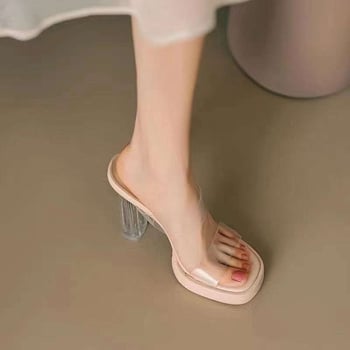 Női tengerparti szandálok két rétegű disznó bőrből készült felsőrésszel, halszáj alakú lábujjnyílás, PU talp, koreai stílus, 8 cm-nél magasabb ultramagas sarkú