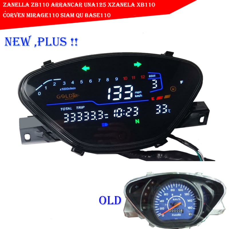 Tachometer pre motocykel — digitálne 12V zariadenie od značky Tiansheng Instrument, kompatibilné s Kymco Visar 110, Zanella ZB110/XB110, Corven Mirage110