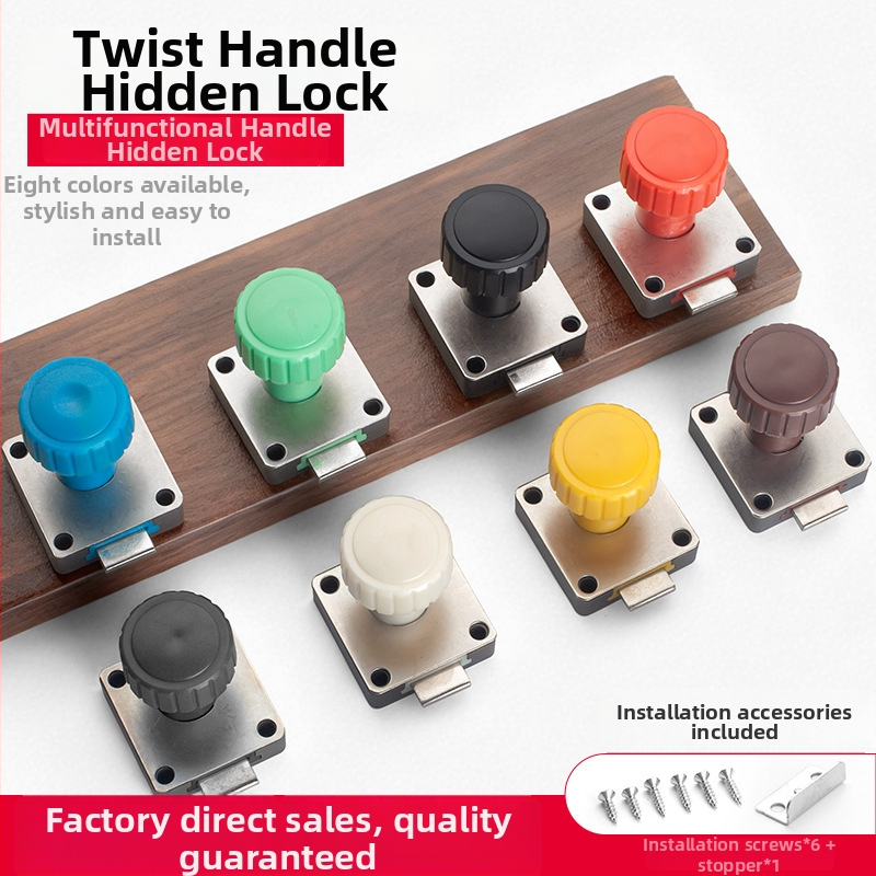 Mechanikus szekrényzár forgatható fogantyúval (Modell 138; Anyag: cink ötvözet + műanyag; Alkalmas fiókos és tároló szekrényekhez; Márka: Dingsen)