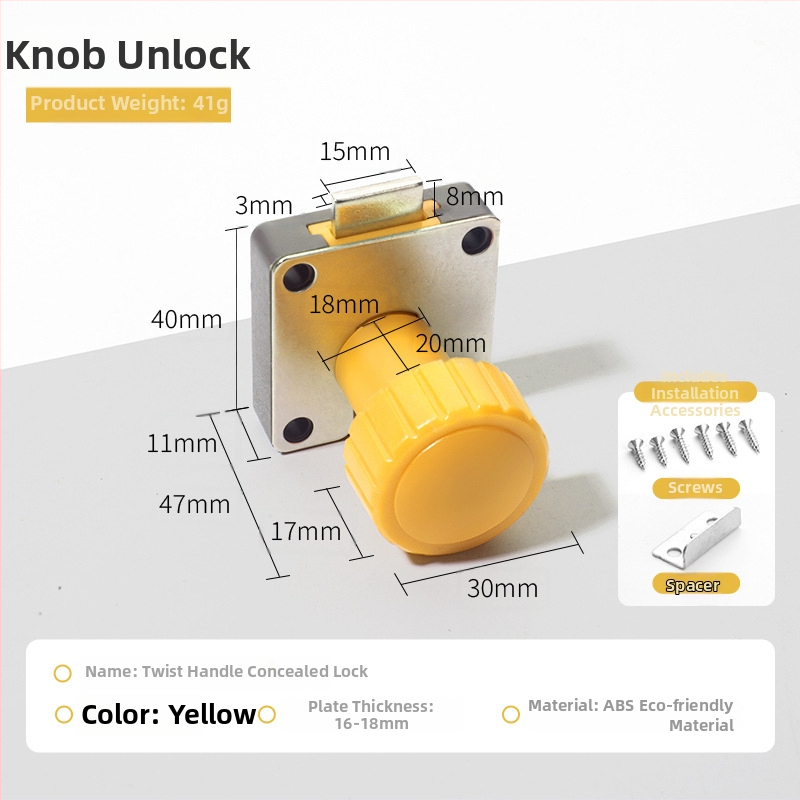 Mechanikus szekrényzár forgatható fogantyúval (Modell 138; Anyag: cink ötvözet + műanyag; Alkalmas fiókos és tároló szekrényekhez; Márka: Dingsen)