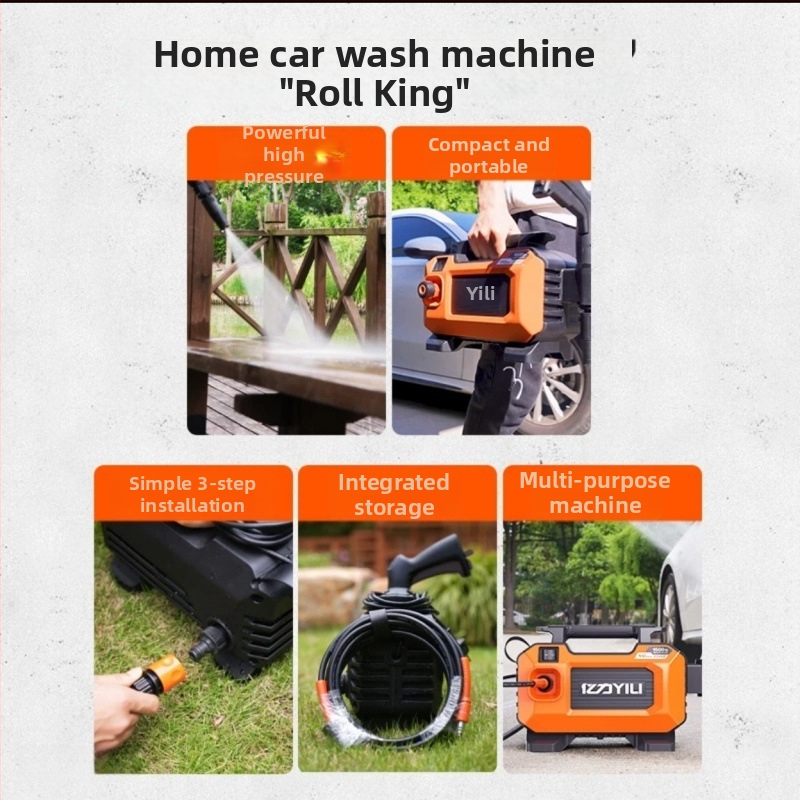 Domáca prenosná umývačka auta s vysokým tlakom, 1500W, 220V, 110 bar, 7 L/min, 3,5 kg