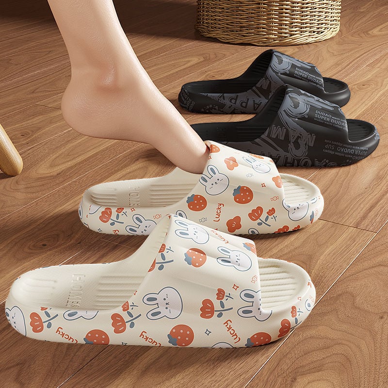 Trudničke PVC papuče - Slip-On, Jednostruka traka, Karikatura uzorak, Ravna peta, Debljina potplata 0–3 cm