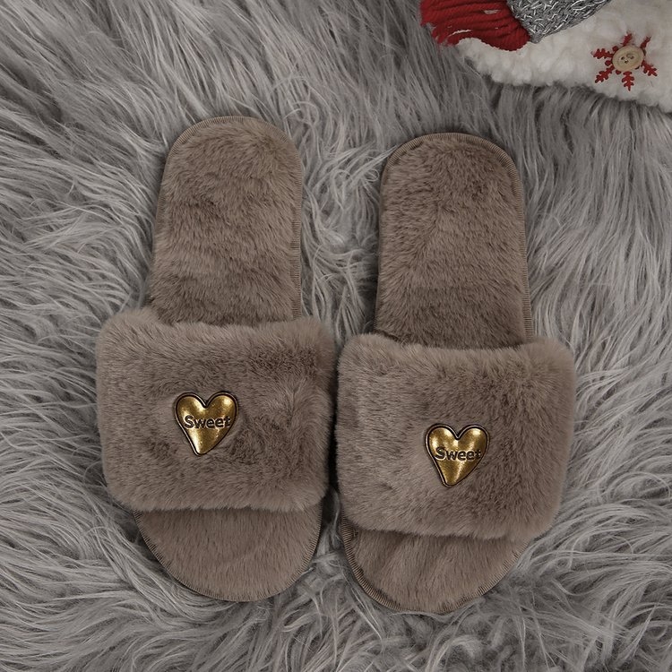 Papuče za dom s otvorenim prstom, velur gornji dio, umjetno krzno podstava, gumeni potplat, slip-on, debljina potplata 0–3 cm