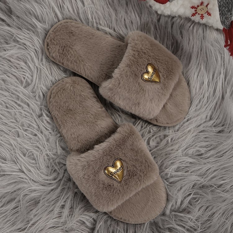 Papuče za dom s otvorenim prstom, velur gornji dio, umjetno krzno podstava, gumeni potplat, slip-on, debljina potplata 0–3 cm