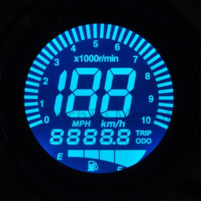 LCD instrument za motocikl s LED – tachometar, odometar i mjerač ulja, model GA00170, marka TrichTu Mount, univerzalna kompatibilnost, 12V, 24W