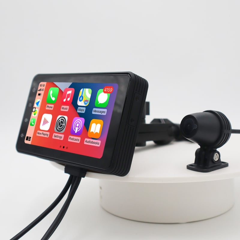 Bežični CarPlay prijemnik za motocikl - 12V, IPS dodirni zaslon, model 005, SilverStrong, univerzalno kompatibilan s motociklima, Android Auto kompatibilan