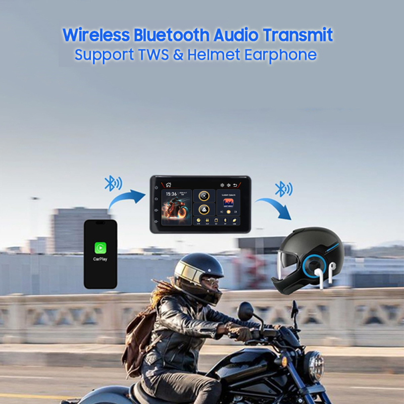 Bežični CarPlay prijemnik za motocikl - 12V, IPS dodirni zaslon, model 005, SilverStrong, univerzalno kompatibilan s motociklima, Android Auto kompatibilan