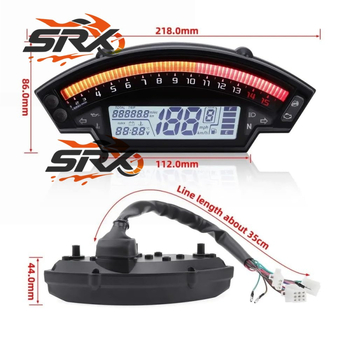 Instrument ploča motocikla s LCD brzinomjerom i LED digitalnim zaslonom, SRX Big Cow, 12V, univerzalni prilagođeni model