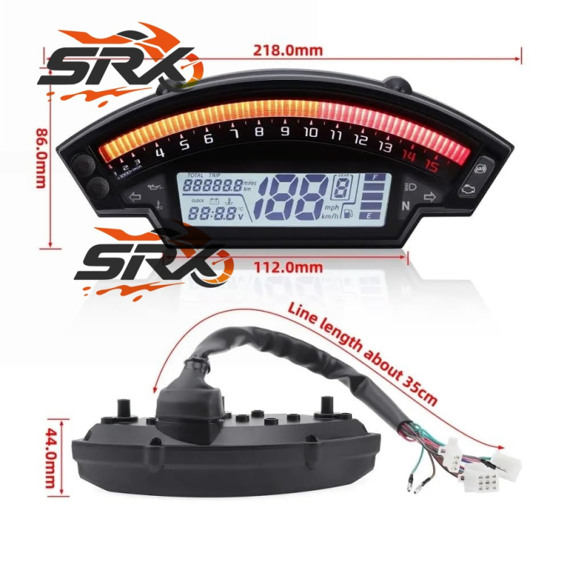 Instrument ploča motocikla s LCD brzinomjerom i LED digitalnim zaslonom, SRX Big Cow, 12V, univerzalni prilagođeni model