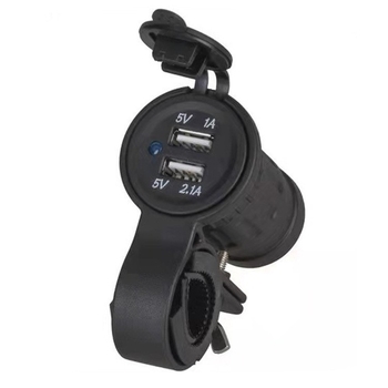 Két USB-s motoros töltő, 12-24V, 3.1A, vízálló, kormányrögzítéses, modell YJ-DS17 + 2013B, feszültségészlelés