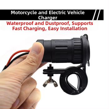 Két USB-s motoros töltő, 12-24V, 3.1A, vízálló, kormányrögzítéses, modell YJ-DS17 + 2013B, feszültségészlelés