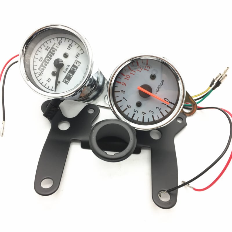 Motocikl retro instrument: modificirani odometar i tachometar, set nosača, 5-žilni pokazivač, 12V, PARTS ABCD