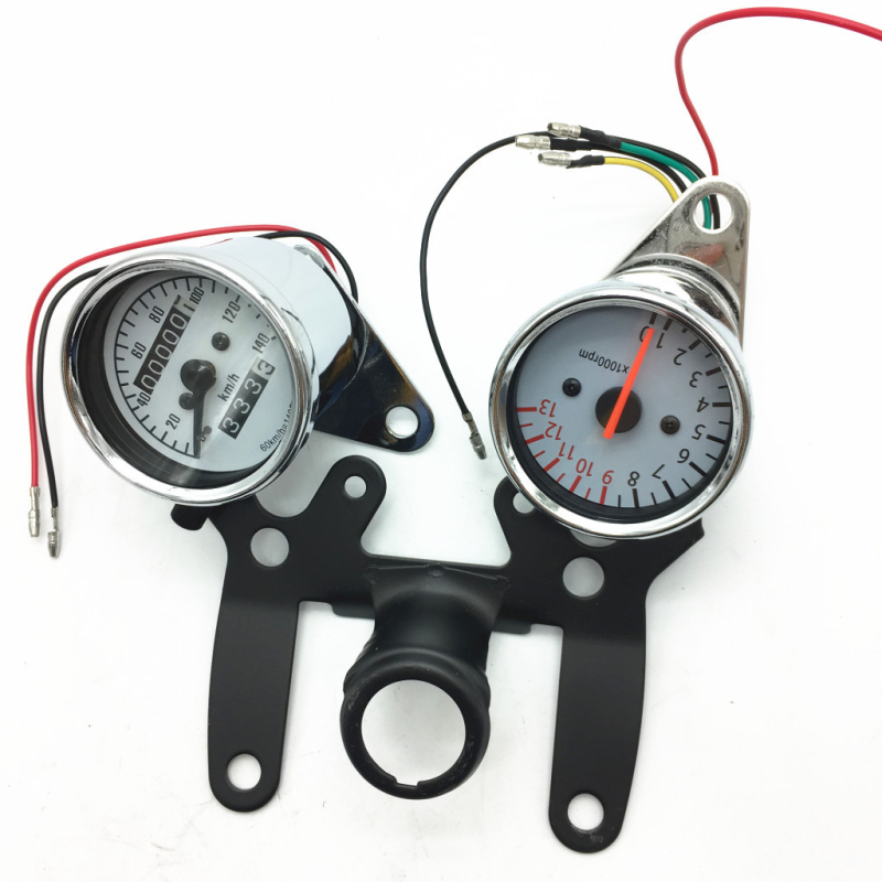 Motocikl retro instrument: modificirani odometar i tachometar, set nosača, 5-žilni pokazivač, 12V, PARTS ABCD