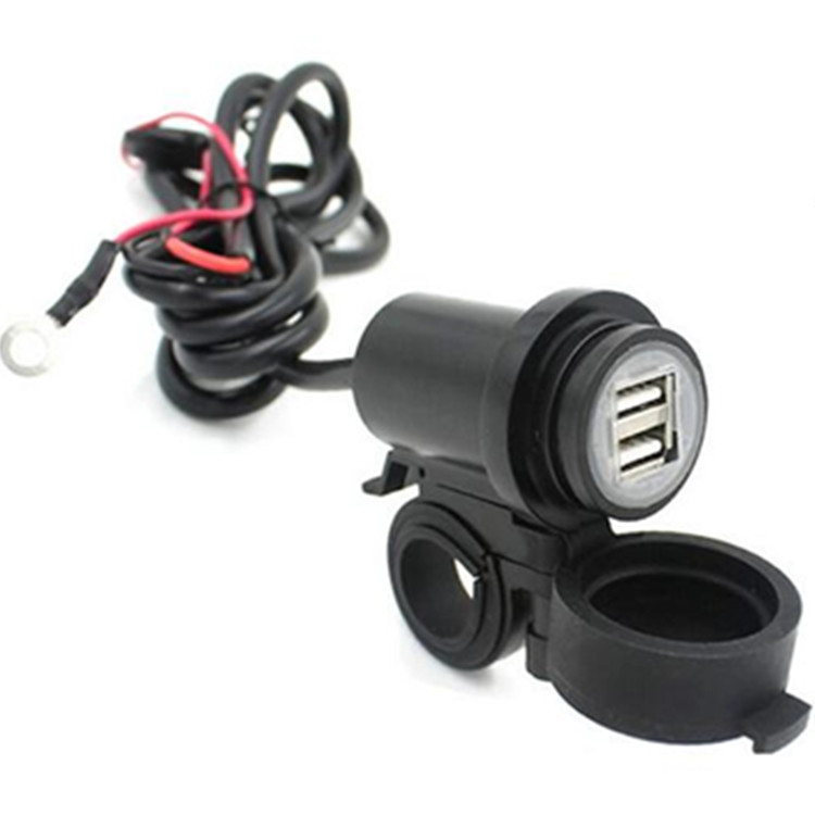 Motocikl dvostruki USB punjač s nosačem za upravljač — vodootporan izvor napajanja 12-24V, 4.2A, detekcija napona