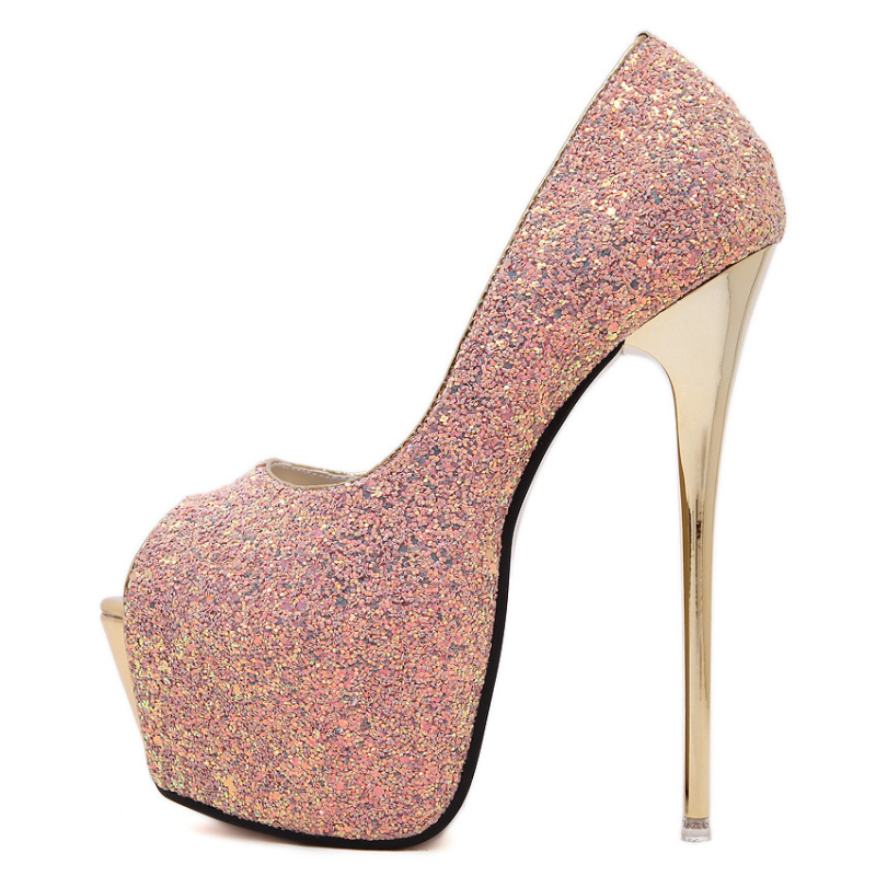 Modne sandale s gornjim PU dijelom, oblik prstiju riblja usta, visoke pete iznad 8 cm, branda SMALL WOW.