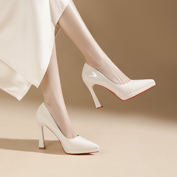 Pantofi stiletto pentru femei cu vârf ascuțit, platformă rezistentă la apă și talpă din cauciuc, tocuri foarte înalte (>8 cm)