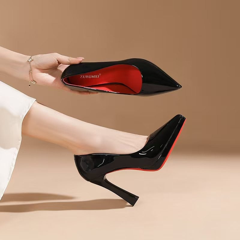 Pantofi stiletto pentru femei cu vârf ascuțit, platformă rezistentă la apă și talpă din cauciuc, tocuri foarte înalte (>8 cm)