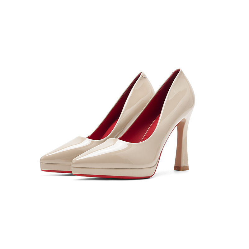 Pantofi stiletto pentru femei cu vârf ascuțit, platformă rezistentă la apă și talpă din cauciuc, tocuri foarte înalte (>8 cm)