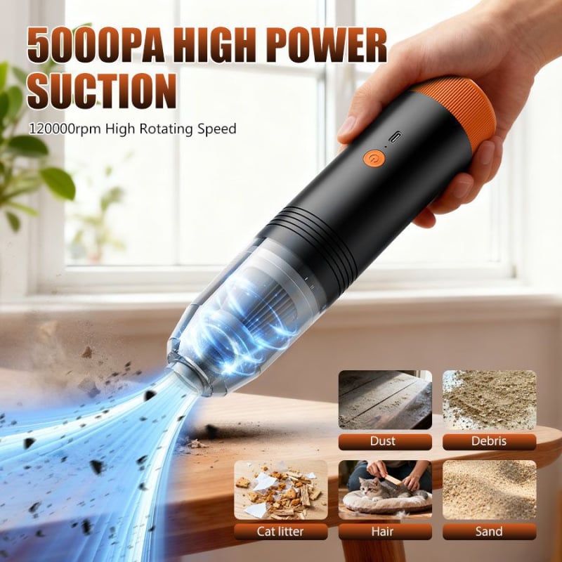 Bežični ručni usisavač za automobil i dom, mokro i suho čišćenje, 65W, usis 3100-4000Pa, ugrađena baterija 2001-2500mAh, buka ispod 36dB